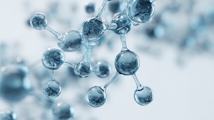 3D molecular structure light blue transparent atoms