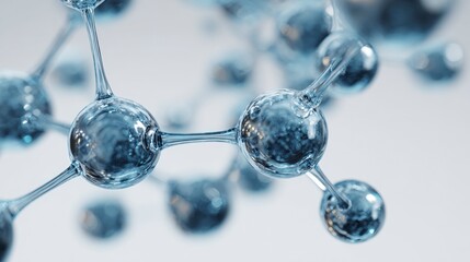 3D molecular structure light blue transparent atoms