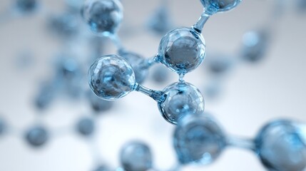 3D molecular structure light blue transparent atoms