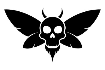 Death's Head Moth with Devil Horns: Occult Skull Icon