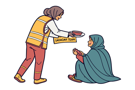 Cartoon muslim doctor holding sign saying shifa from allah offering hope and healing