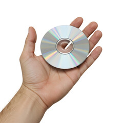 Human Hand with CD DVD Disc Isolated on Transparent Background


