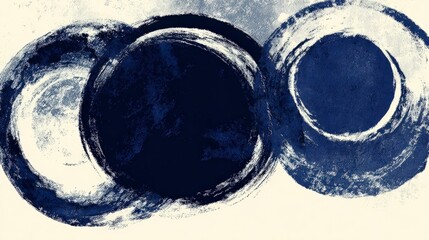 Abstract overlapping painted circles Japanese ink style