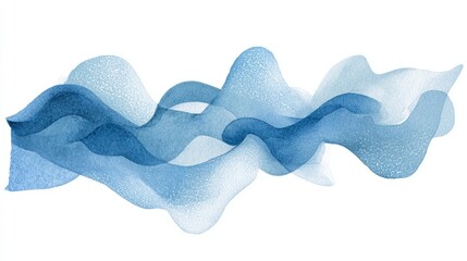 Abstract watercolor wave lines blue soft flowing brushes