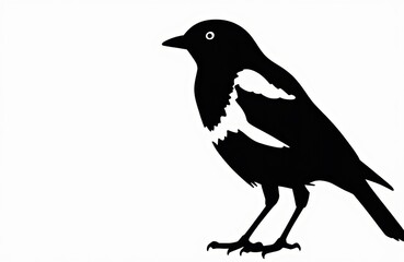 Fototapeta premium A black and white silhouette of a bird standing on a plain background