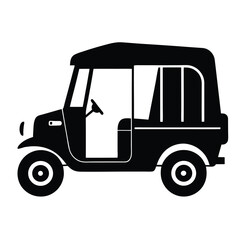 Black auto rickshaw silhouette icon for transportation and travel