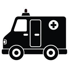 Black ambulance silhouette icon on white background