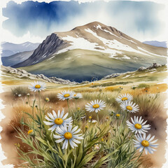 Watercolor Illustration Mount Kosciuszko From