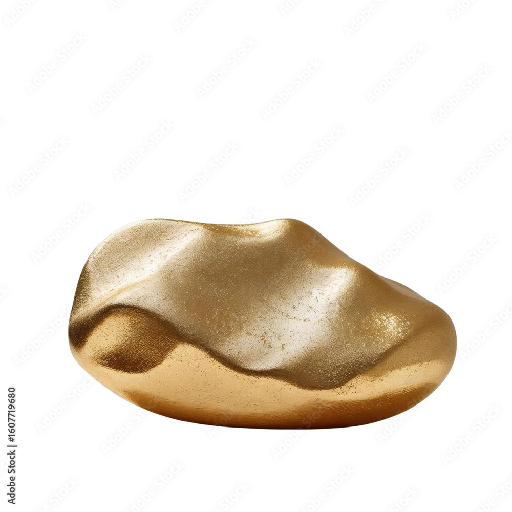 Poster a textured metallic object with an irregular shape casting shadows on a plain surface in the studio 