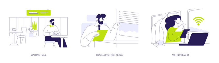 Railway station abstract concept vector illustrations.