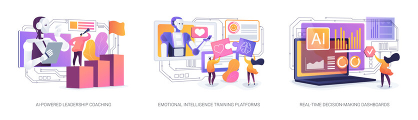 Fototapeta na wymiar AI-Powered Leadership Development Tools abstract concept vector illustrations.