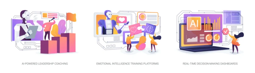  AI-Powered Leadership Development Tools abstract concept vector illustrations. © Visual Generation