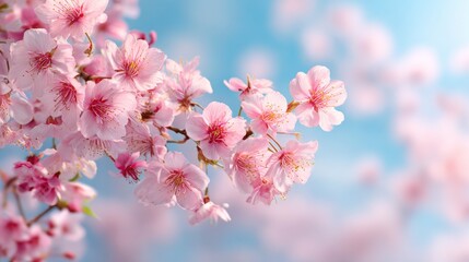 Sakura blossoms in bloom soft pink petals blowing