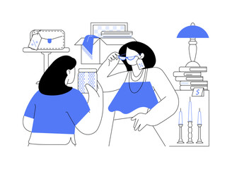 Flea market isolated cartoon vector illustrations.