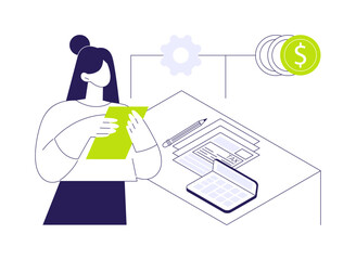 Calculating taxes abstract concept vector illustration.