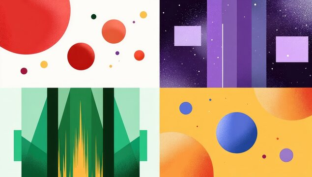 Abstract art collage planets, cosmos, city, nature. Website banner, social media post