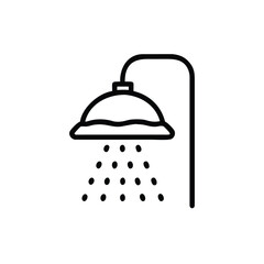 Minimalist line art beach shower with water drops outdoor clean
