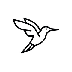 Minimalist outline a hummingbird in flight on flying animal