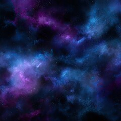 Naklejka premium Cosmic Nebula Purple and Blue Space Cloudscape