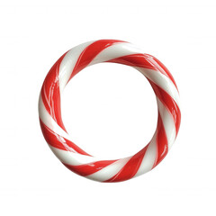 Fototapeta premium Twisted candy cane ring isolated on a transparent background white striped
