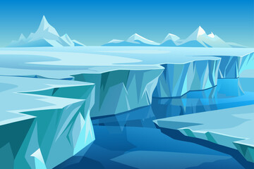 Giant Flat Ice Shelf with Radial Crack Details