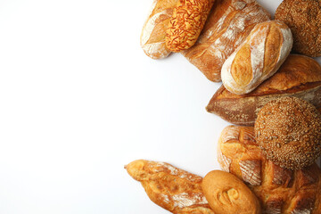 A delightful variety of Fresh Breads, beautifully displayed against a bright background