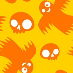 Halloween ghost seamless cute cartoon pattern for wrapping paper and fabrics