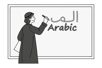 Muslim man in traditional attire walking while holding prayer beads looking upwards in contemplation