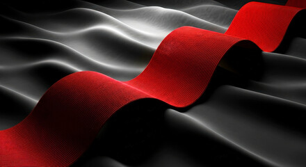 Elegant Red Ribbon on Smooth Black Fabric Background