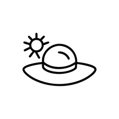 Outline sun hat sun icon on summer accessory
