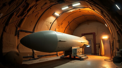 Unused missile subterranean control center copy space image