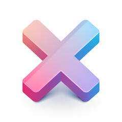 Obraz premium Modern 3D X icon in a smooth gradient color scheme, symbolizing delete, close, or wrong actions. Suitable for digital products, notifications, and UI elements.
