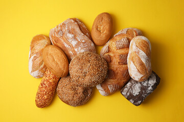 A delightful variety of Fresh Breads, beautifully displayed against a bright background