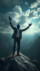 Faceless, Free Human on top of a mountain top. JPEG, 4.2MB, 9x16in, 2700x4800px, 300p/i