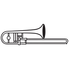 Obraz premium Trombone Illustration: A Classic Musical Instrument Depicted with Clean Lines and a Simple Design for Educational and Creative Projects