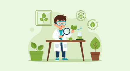 Enthusiastic Young Botanist Exploring Plant Structure And Chemistry In A Lab