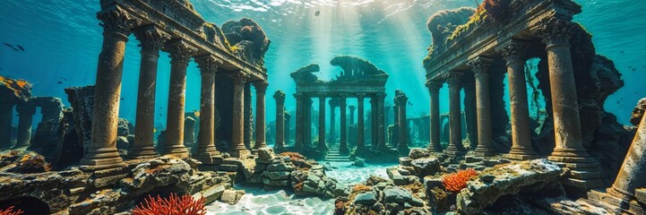 Discover a mystical, sunken city with stunning underwater ruins and coral.