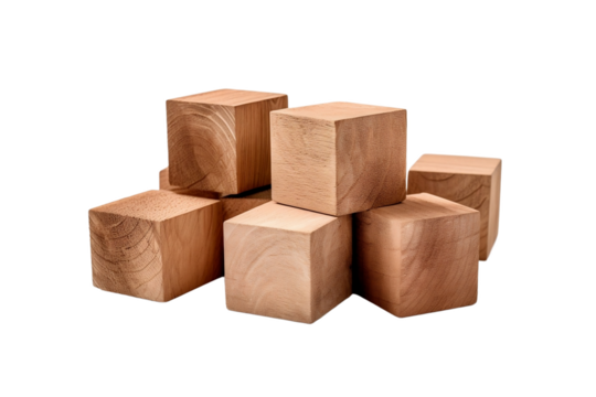 Natural wood blocks with sharp edges