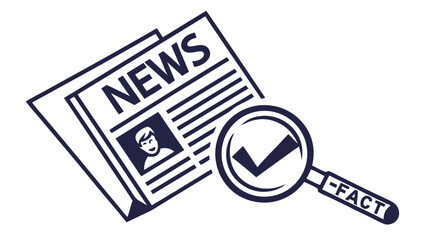 News Fact-Checking Concept: Magnifying Glass Verifying Newspaper Information Icon
