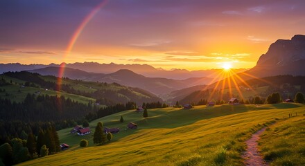 Obraz premium Majestic Sunset Over Alpine Meadows