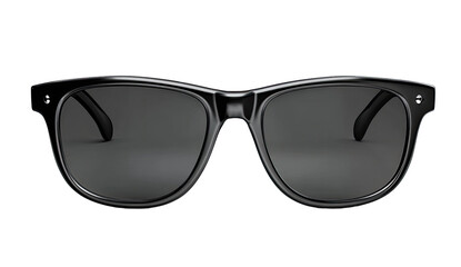 Fototapeta premium Black sunglasses, front view. Dark lenses, retro style