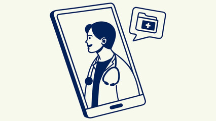 Telemedicine Doctor Consultation on Smartphone Screen. Virtual Healthcare Service with Online Medical Visit and Digital Health Records Concept.