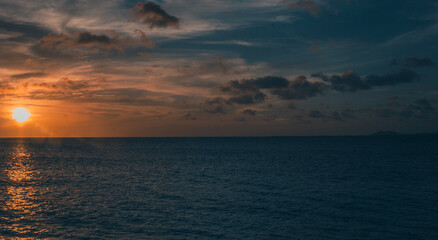 Sunset over the sea in the Caribbean, Bonaire.