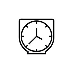 Outline clock icon with rounded square casing time symbol