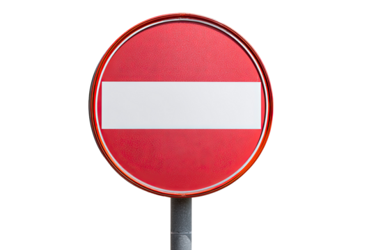 Circular red road sign with a white horizontal bar