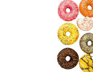 dynamic Sweet glazed donuts on white background png