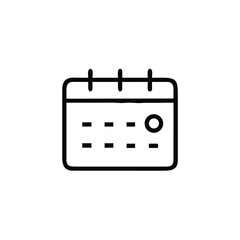 Outline icon a calendar with a circle marking a date schedule month