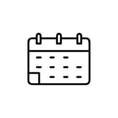 Outline icon a calendar page with three rings grid vector