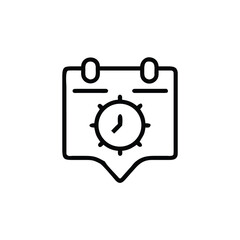Outline icon a calendar with a clock face on a time event