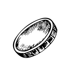 Coin. Vector, black and white graphic illustration. For postcards, banners and flyers, packaging, invitations, holiday decor, and more.